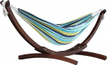 Vivere Double Hammock valmistatud puuvillast massiivne m&auml;nni puidust kaarjas raam., puuvillane