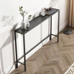 Slim Konsolentisch, schmaler Eingangstisch, Sofatisch f&uuml;r kleinen Raum, Robustem Metallgestell, Kleiner Ausstellungstisch, f&uuml;r Wohnzimmer, Flur(Black,120x20x75cm)