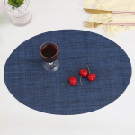 AMDXD Tischsets Weihnachten Modern Oval 2er Set, 70% Vinyl 30% Polyester Platzsets Abwaschbar F&uuml;r Weihnachten Oval mit Horizontale Streifen Anti-Rutsch, Tisch-Sets Marineblau, 45x32.5CM