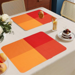 Platsialused, 4 komplekti, oranž-punased lauaplaadid lauale PVC-plaatsid, kuumakindlad isolatsiooniplaatsid, komplekt, komplekt