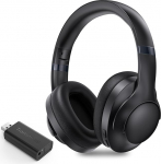 LETSACTIV juhtmevabad k&otilde;rvaklapid telerile koos saatja ja k&otilde;rvaklappide stendiga, 196 ft ulatus optilise, AUX, RCA ja USB, k&otilde;rge helitugevus, 40 tundi m&auml;nguaega, viivituseta, s&uuml;sihappegaas