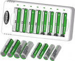 Granicell 16-Piece Complete Battery Set - 8 x AA 2800 mAh + 8 x AAA 1100 mAh NiMH with Smart Charging Station - Perfect for Cameras, Torches, Medical Devices