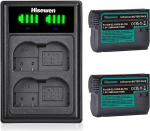 Hisewen EN-EL15 EL15c Battery Pack of 2 and Dual Charger for Nikon Z5, Z6, Z6 II, Z7, Z7II, D850, D750, D810, D7500, D7200, D7100, D7000, 1 V1, D500, D600, D610, D610, D610 800, D800E, D810A Camera