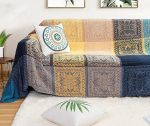 AIVIA Boheemlaslik visketekk t&scaron;eniillast kootud v&auml;rviline teki tool diivan viskamine futon m&ouml;&ouml;bli kate diivanil slipcover voodi bho h&auml;&auml;rberitega 87 x 103 tolli suur &uuml;lepinnaline teal kollane