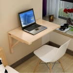 Klappbarer Schreibtisch aus massivem Kiefernholz, zur Wandmontage mit schwebenden Regalen, platzsparend, kleiner Schreibtisch f&uuml;r K&uuml;che, Esszimmer, Outdoor, Garten, Eck-Design, Halterung im