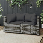 Elutoa m&ouml;&ouml;blikomplektid,Diivanikomplektid elutuppa,Diivanvoodi,Garten-Ecksofad mit Kissen 2 STK. Grau Poly Rattanmodulaarne diivan,modulaarne diivan,&otilde;uem&ouml;&ouml;bel,