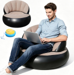 Aufblasbares Sofa, Wasserdichtes Luftsofa Aufblasbares, Aufblasbarer Sessel mit Luftpumpe und mit Beflockter Oberfl&auml;che, Luftsofa Camping f&uuml;r Reisen Camping Pool Beach (Grau)