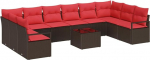 vidaXL Diivan Set mit Kissen 11 tk Braun Poly Rattan, Garten-Sofa Set, modernes Outdoor-Sitzen, rechteckig, robust, UV-best&auml;ndig, Leichter Lounge-Bereich