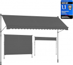 SONGMICS klambriga p&auml;ikesekaitse, reguleeritava k&otilde;rgusega, k&auml;epidemega, p&auml;ikesekaitse, r&otilde;dule, terrassile, aeda, 400 x 120 cm, antratsiit, GSA402G02
