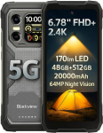 Blackview 5G AI Outdoor nutitelefon XPLORE 1, 48GB + 512GB, 6,78" FHD + 2.4K topeltekraanid, 170lm LED-tuled, 64MP + 50MP + 20MP &ouml;&ouml;n&auml;gemine, 20000mAh aku, IP68 IP69K vastupidav mobiiltelefon, NFC, mustanahaline