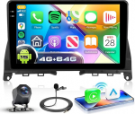 VECHTEL 4G+64G Autoradio Android 15 f&uuml;r Mercedes-Benz C-Klasse W204 S204 2007-2014, 9'' Incell HD Touchscreen mit Drahtlos Carplay Android Auto GPS Wi-Fi USB Bluetooth FM RDS Radio R&uuml;ckfahrkamera