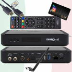 DigiQuest Q99 4K UHD TiVuSat vastuv&otilde;tja koos kaardiga + WiFi Stick - Itaalia TV satelliidi vastuv&otilde;tja (RAI, Mediaset, LA7), DVB-S2/T2 Combo, HEVC H.265, HDR, PVR Ready, LAN, USB, HDMI kaabel