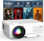 Mini Beamer Android OS, AKATUO Smart Bluetooth Projektor Full HD 1080P Tragbarer Outdoor Filmprojektor f&uuml;r Android, Windows, Kompatibel mit TV Stick/HDMI/Smartphone