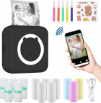 ZAKVOP Mini Printer for Smartphone, Mini Portable Photo Printer, Mini Pocket Printer, Bluetooth Thermal Printer for iOS and Android, Sticker Printer for Journal, Notes, List, Memo - Black