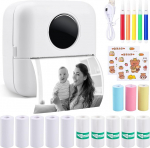 UCAMP Portable Mini Thermal Photo Printer Label Printer kleebis v&auml;ike printer nutitelefoni ja mobiiltelefoni jaoks koos 13 termopaberi rulliga - ideaalne &otilde;ppimiseks, loovuseks, p&auml;evikuks, kingitusteks