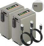 NP-FV100 USB-C aku 4590mAh 2 tk Sony NP-FH100 FH90 FH70 FH60 HDR-CX455 CX675 CX290 CX330 CX380 CX430V CX580V CX760V PJ540 PJ5800 V V PJ670 PJ710V PJ760V PV790V PJ810 FDR-AX100 jaoks.
