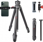 COMAN Zero F38 Carbon Fibre Camera Tripod with 360&deg; Panoramic Ball Head and F38 Video Tripod for All DSRL Cameras, Lightweight Tripod with 15.3-156.7 cm Height, Centre Column, Maximum Load 18 kg