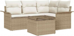 5-teiliges Garten-Sofa-Set mit Kissen Braun Poly Rattan Gartenlounge Model3345351