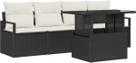 Rantry 5-teiliges Garten Sofa Set mit Kissen Schwarzes Poly Rattan Gartenlounge Model3357460