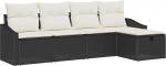 Rantry 5-teiliges Garten Sofa Set mit Kissen Schwarz Poly Rattan Gartenlounge Model3360588