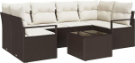 7-teiliges Garten Sofa Set mit Kissen Braun Poly Rattan Gartenlounge Model3346278