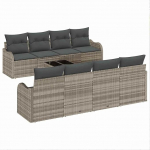 Rantry 9-teiliges Garten Sofaset mit Kissen Hellgrau Poly Rattan Gartenlounge Model3345632
