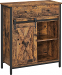 Vasagle LSC100B01 riiuli ja sahtliga k&uuml;ljepaneel, k&ouml;&ouml;gikapp, l&uuml;kandustega kapp maamaja stiilis, t&ouml;&ouml;stuslik disain, vintage pruun/musta