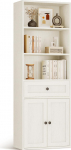 Coleshome raamaturiiul uste ja kappide riiuliga 5 tasandiga, seisev riiul sahtlitega hoiustamiseks ja v&auml;ljapanekuks koju, kontorisse, elutuppa, magamistuppa, valge, 48 x 24 x 164,2 cm, 48 x 24 x 164,2 cm