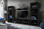 Komodee&reg;, RTV Taranto Grande Living Room Wall Unit Black without LED for Living Room Bedroom Office