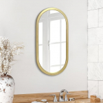 Americanflat Oval Mirror 30 x 61 cm - Large Mirror with Plastic Frame for Bathroom, Living Room or Bedroom - Golden Wall Mirror with Rounded Frame