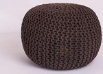 PARADISE STAR Chunky Knit Pouffe Round Large 100% puuvillane k&auml;sitsi valmistatud kootud pouffe lastele t&auml;iskasvanutele elutuppa pruunikas