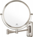 ALHAKIN Wall Mounted Makeup Mirror 10x Magnification 8 Inch Double Sided Swivel Extendable Bathroom Mirror Nickel Finish