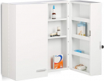 Relaxdays Medication Cabinet XXL Premium Lockable 2-Door 11 Compartments H 53 x W 53 x D 20 cm White