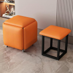 YXZN 5 in 1 Nesting Stool Footrest Stool Cube Footrest Seat Stackable Stool Footstool with Wheels for Bedroom Dorm Living Room