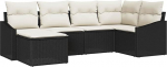 Rantry 6-teiliges Garten-Sofa-Set mit Kissen Schwarz Poly-Rattan Gartenlounge Model3346787