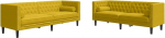 Diivan-set f&uuml;r Wohnzimmer, 3-Sitzer und 2-Sitzer, Chesterfield und Nackenrollen, 2-osaline, Samt