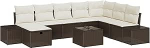 9-teiliges Garten Sofaset mit Kissen Braun Poly Rattan Gartenlounge Model3360769