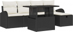 Rantry 6-teiliges Garten-Sofa-Set mit Kissen Schwarz Poly-Rattan Gartenlounge Model3359744