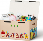 ADEHMDA laste hoiukast, kokkupandav m&auml;nguasjakast kaanega, m&auml;nguasjakast, m&auml;ngukast lastele, t&uuml;drukutele ja poistele, laste- ja elutuppa, 66 x 33 x 40 cm (khaki - karu)