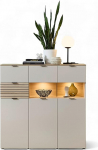 Stella Trading INA Highboard Cashmere, Riva Oak Look, FSC sertifitseeritud, kaasaegne elutoa kapp sahtlitega ja LED-valgustusega, 125 x 125 x 45 cm (B x K x S)