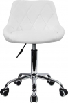 KKTONER Swivel Stool with Backrest Height-Adjustable PU Leather White