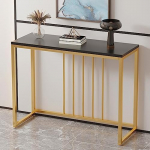 Schmale Konsolentische f&uuml;r Flur und Eingangsbereich, Ablage hinter dem Sofa, Marmor-Spiegel-Display, moderner Eingangstisch, moderner Konsolentisch mit Holzplatte und Metallgestell, schmaler