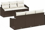 Rantry 7-teiliges Garten-Sofa-Set mit Kissen Braun Poly-Rattan Gartenlounge Model3346608
