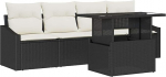 5-teiliges Garten Sofa Set mit Kissen Schwarz Poly Rattan Gartenlounge Model3348903