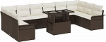 11-teiliges Garten-Sofa-Set mit Kissen in Braun aus Poly-Rattan Gartenlounge Model3348354