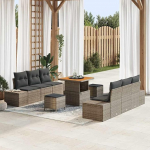Homgoday Garten-Sofa Set Modern Hellgrau & Dunkelgrau Poly Rattan Sitzbereich 55x55cm Model3364688