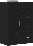 vidaXL Sideboard Black Oak 60 x 31 x 84 cm puidust komposiit S&ouml;&ouml;gituba Rustic Sideboard Storage Space Interior Organiser Ristk&uuml;likukujuline kapp Reguleeritava k&otilde;rgusega kirstu sahtlitega