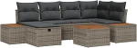 Rantry 7-teiliges Garten-Sofa-Set mit Kissen Grau Poly-Rattan Gartenlounge Model3359636