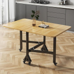 Mobiilne kokkupandav s&ouml;&ouml;gilaud 6 rattaga, ruumi s&auml;&auml;stev 4-8 inimesele, mitmek&uuml;lgne peidetud k&uuml;ljelaud metallist jalgadega, sobib ideaalselt v&auml;ikestesse ruumidesse (Style 1)