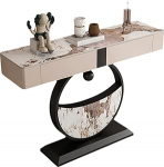 Generisch Slim kaasaegne konsoollaud - kerge ja luksuslik 13mm sahtliga laud, k&uuml;ljelaud diivani k&otilde;rvale elutuppa, esikusse, fuajeesse (must ja beež, 100 x 35 x 92 cm)